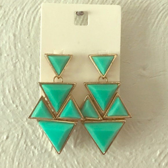 Agua/turquoise Art Deco earrings - Picture 1 of 2
